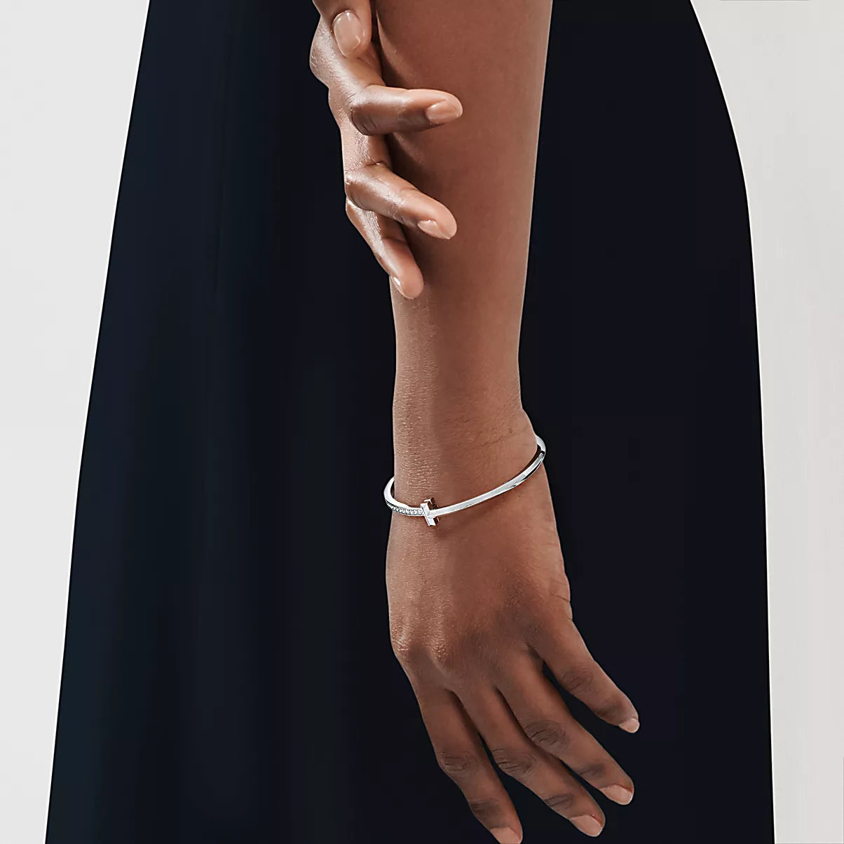Narrow Diamond T1 Hinged Bangle