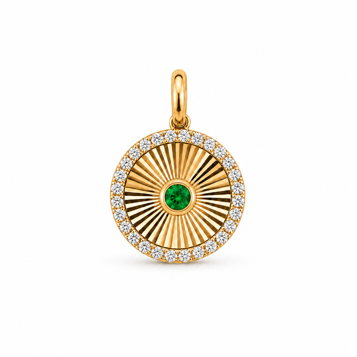 Solarium Emerald Guilloché Pendant
