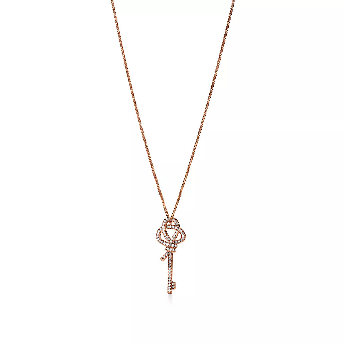 Large Key Pendant Rose Gold with Diamonds