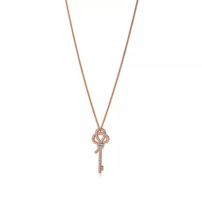 Large Key Pendant Rose Gold with Diamonds