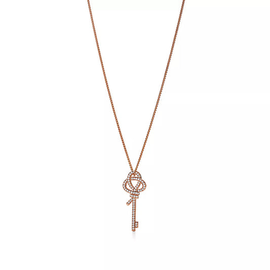 Large Key Pendant Rose Gold with Diamonds
