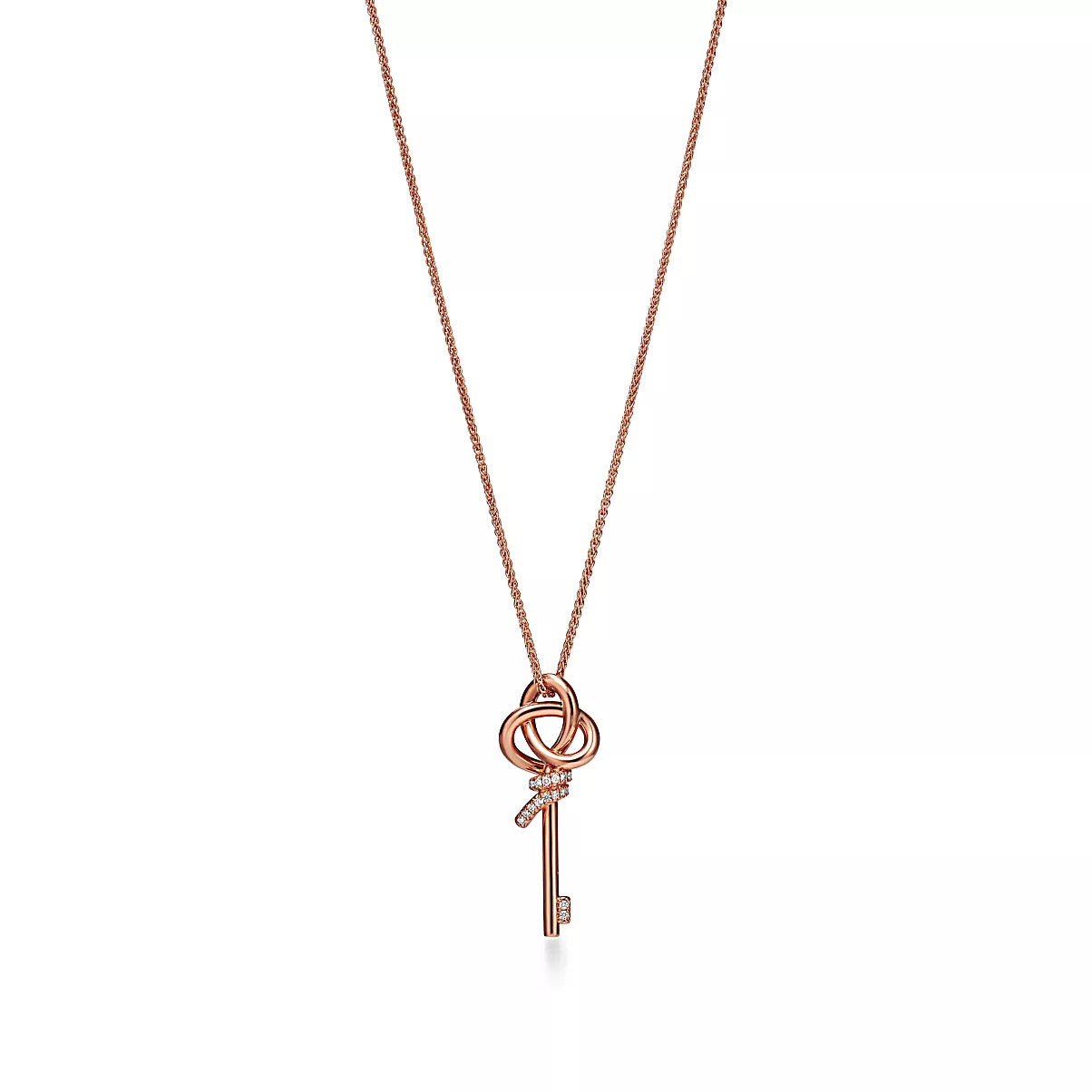 Small Key Pendant Rose Gold with Diamonds
