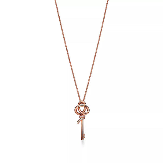 Small Key Pendant Rose Gold with Diamonds