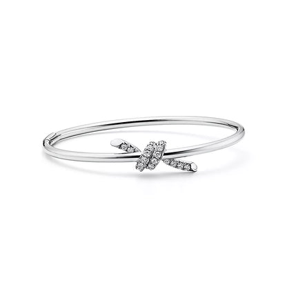 Wire Bangle White Gold with Diamonds
