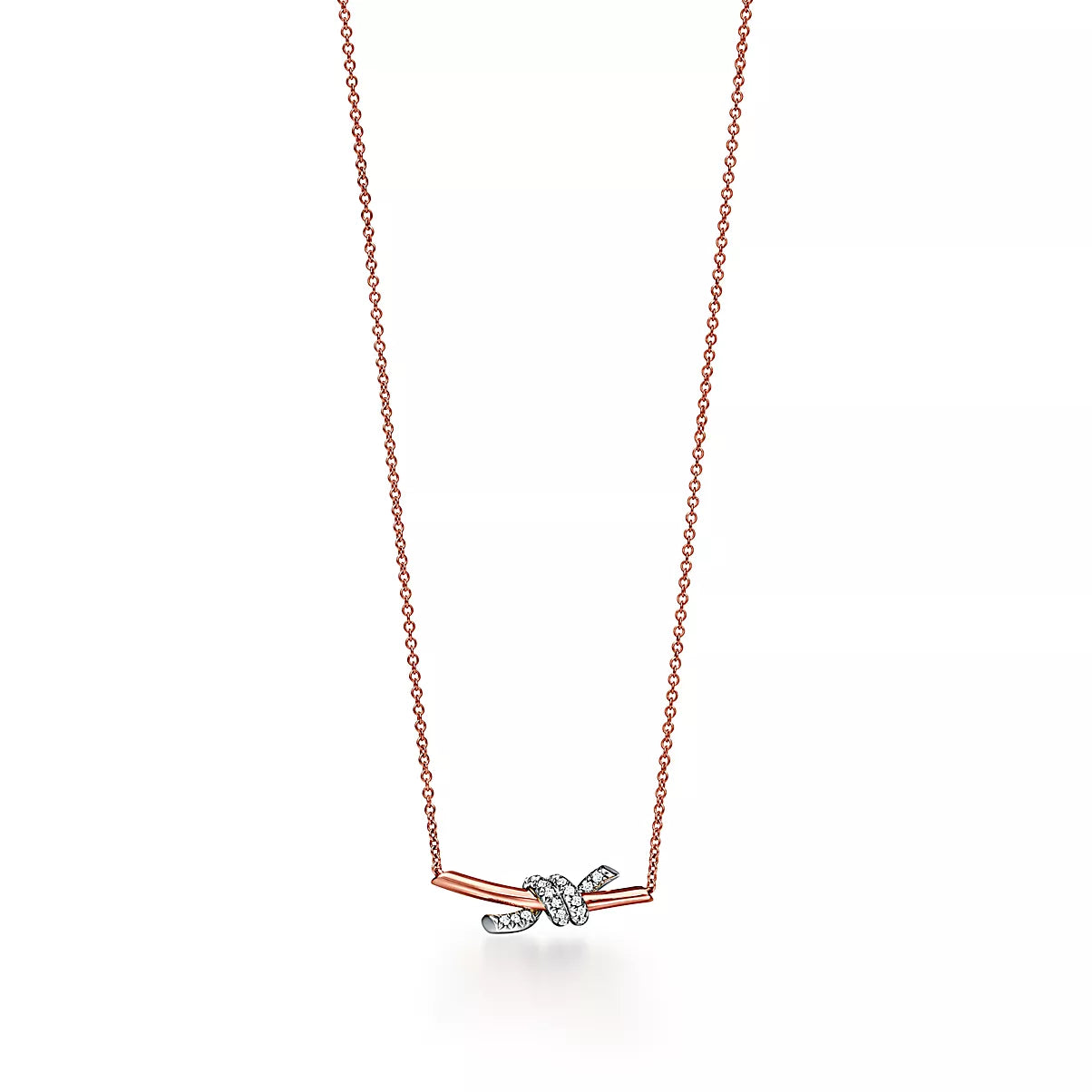 Small Pendant in Rose Gold and Platinum with Diamonds