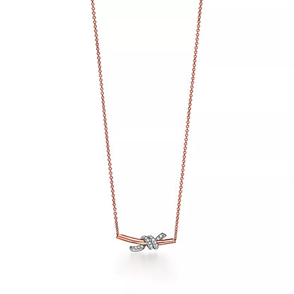 Small Pendant in Rose Gold and Platinum with Diamonds