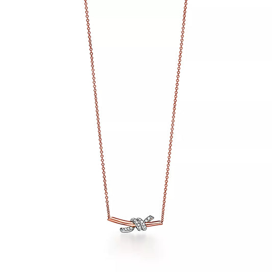 Small Pendant in Rose Gold and Platinum with Diamonds