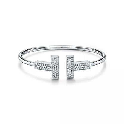 Wide Diamond Wire Bracelet