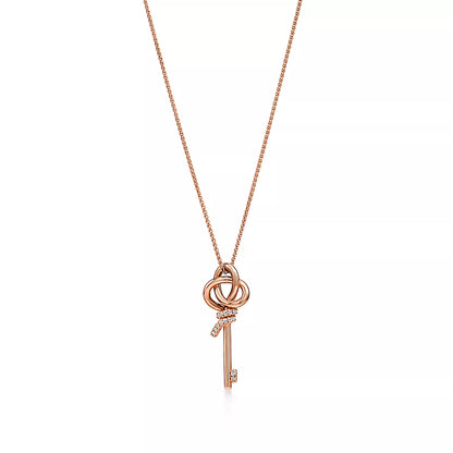 Mini Key Pendant in Rose Gold with Diamonds
