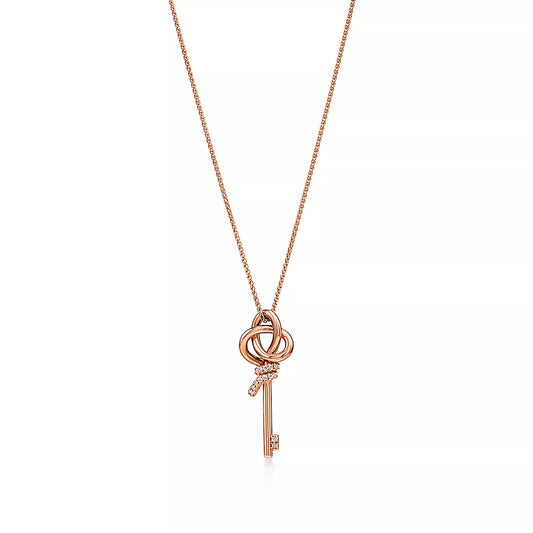 Mini Key Pendant in Rose Gold with Diamonds