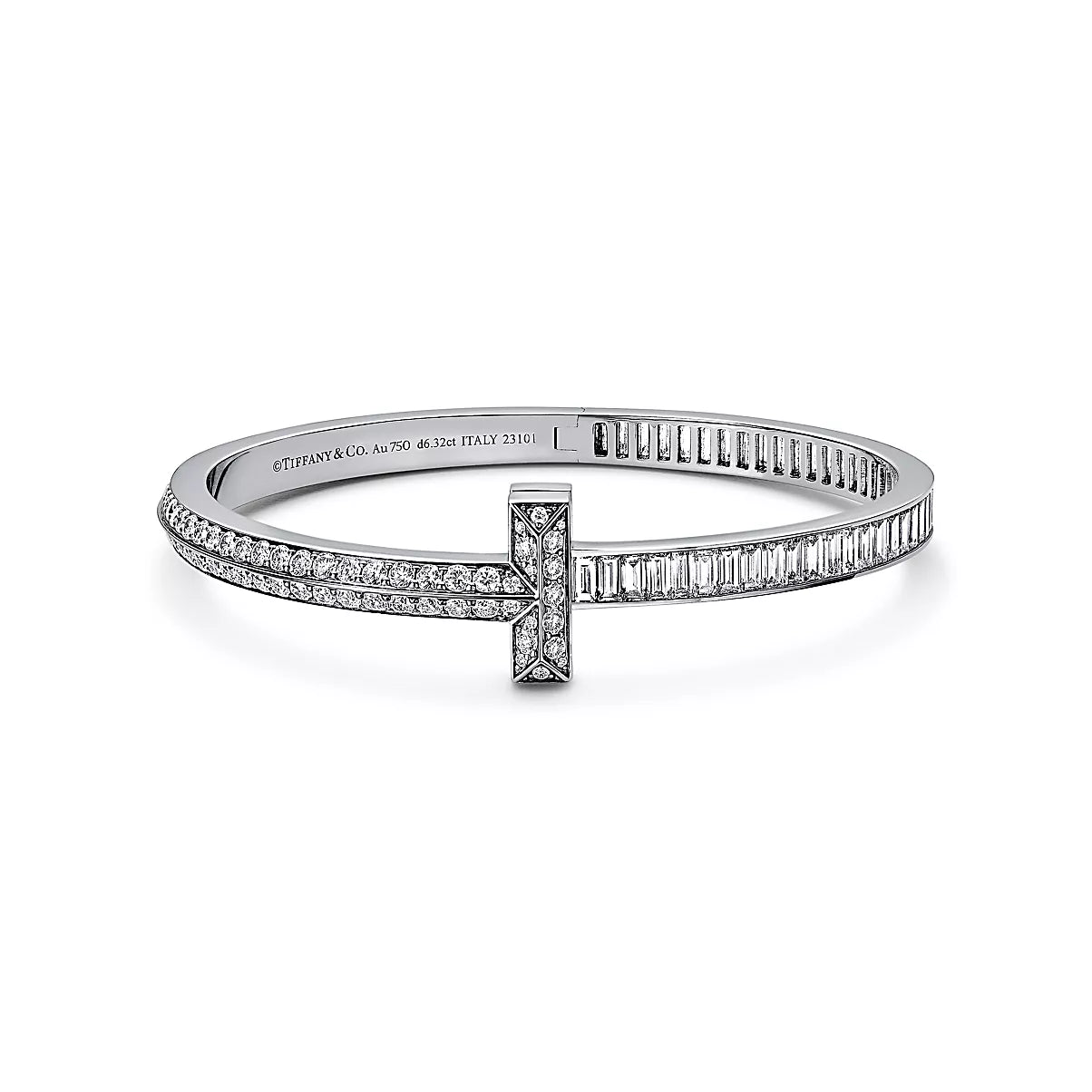 T1 Bangle with Baguette and Pave Diamonds