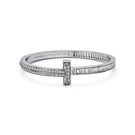 T1 Bangle with Baguette and Pave Diamonds