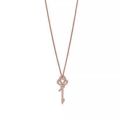 Medium Key Pendant Rose Gold with Diamonds