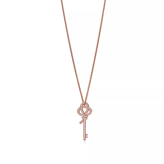 Medium Key Pendant Rose Gold with Diamonds