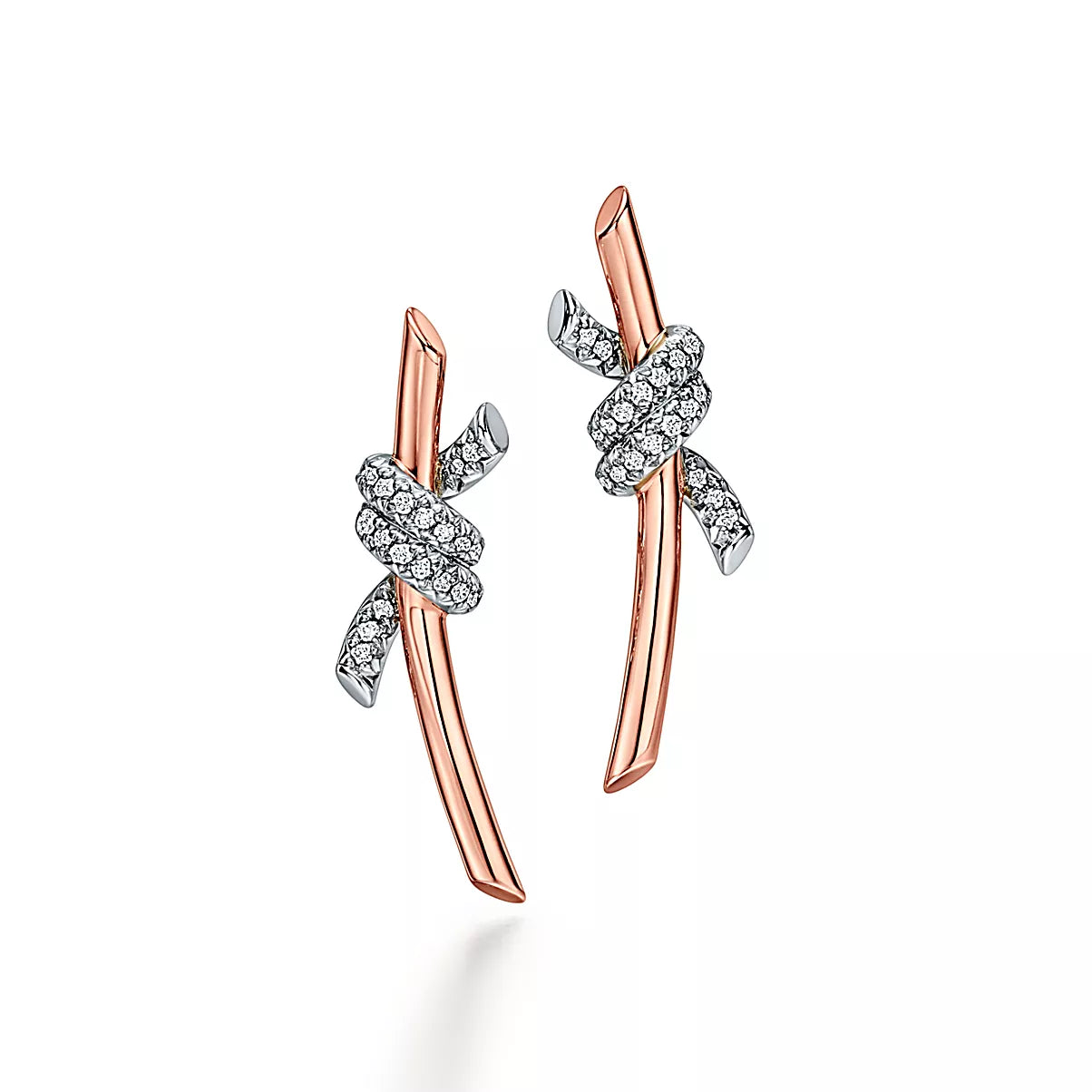Earrings in Rose Gold and Platinum with Diamonds