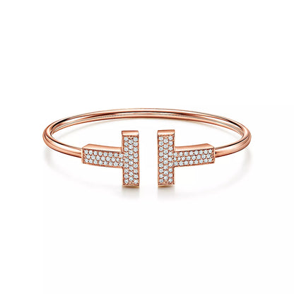 Wide Diamond Wire Bracelet
