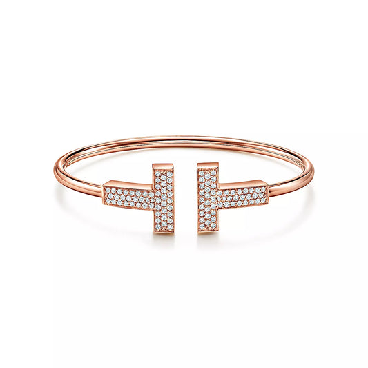 Wide Diamond Wire Bracelet