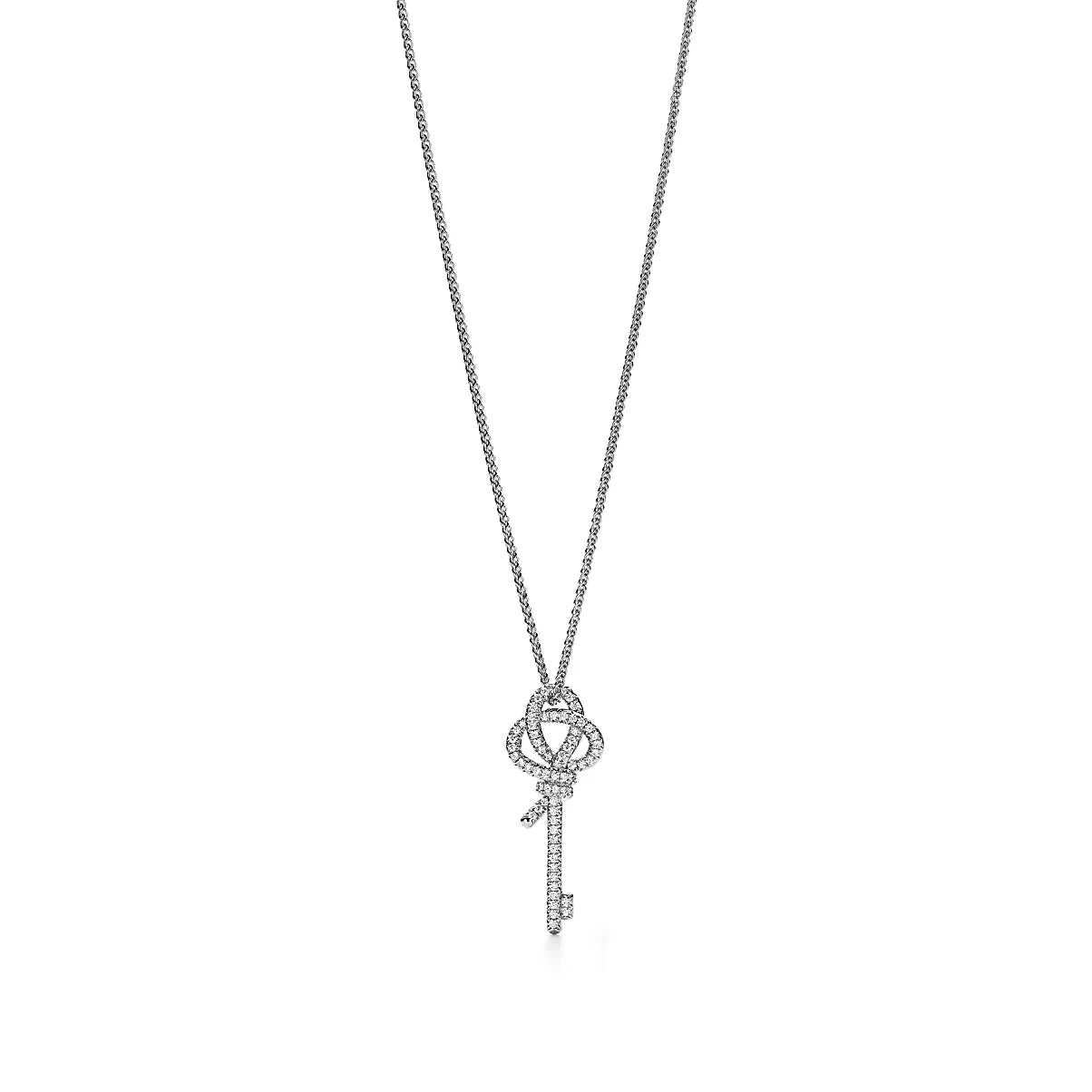 Medium Key Pendant Platinum with Diamonds
