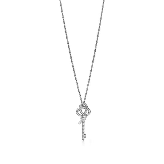 Medium Key Pendant Platinum with Diamonds
