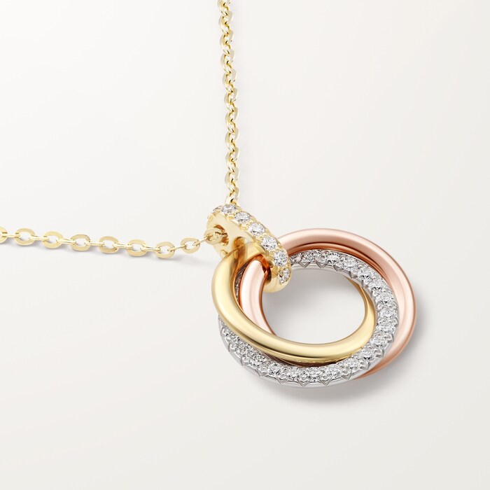Trinity Pendant Small Half Paved Necklace