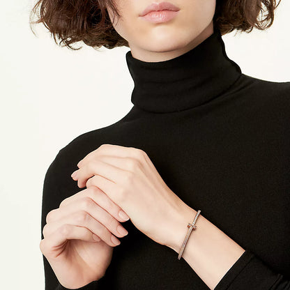 Narrow Pave Diamond T1 Hinged Bangle