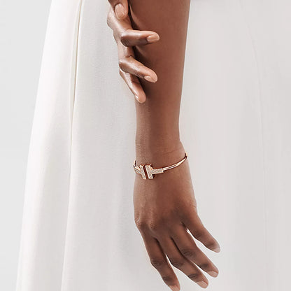 Wide Diamond Wire Bracelet