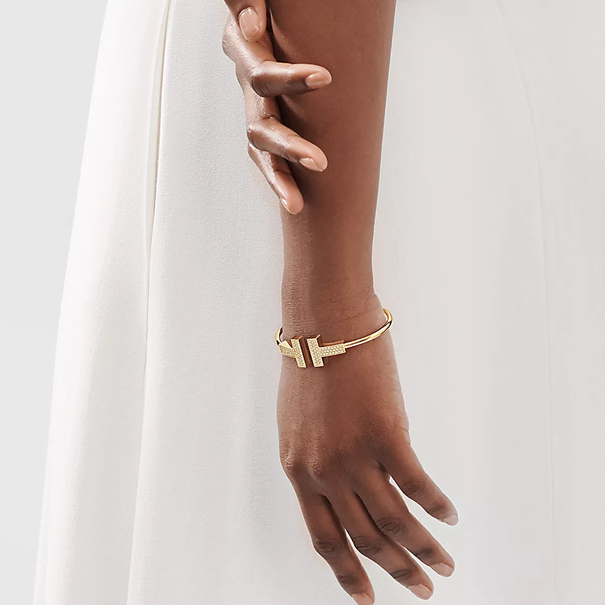 Wide Diamond Wire Bracelet