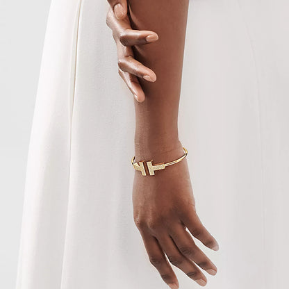 Wide Diamond Wire Bracelet