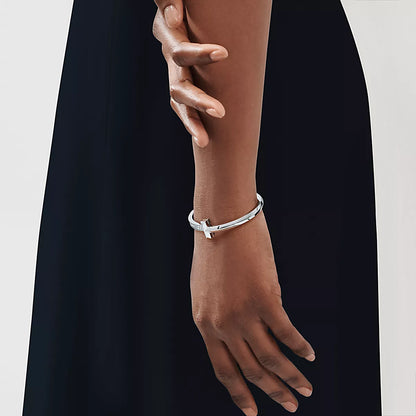 Wide Diamond T1 Hinged Bangle