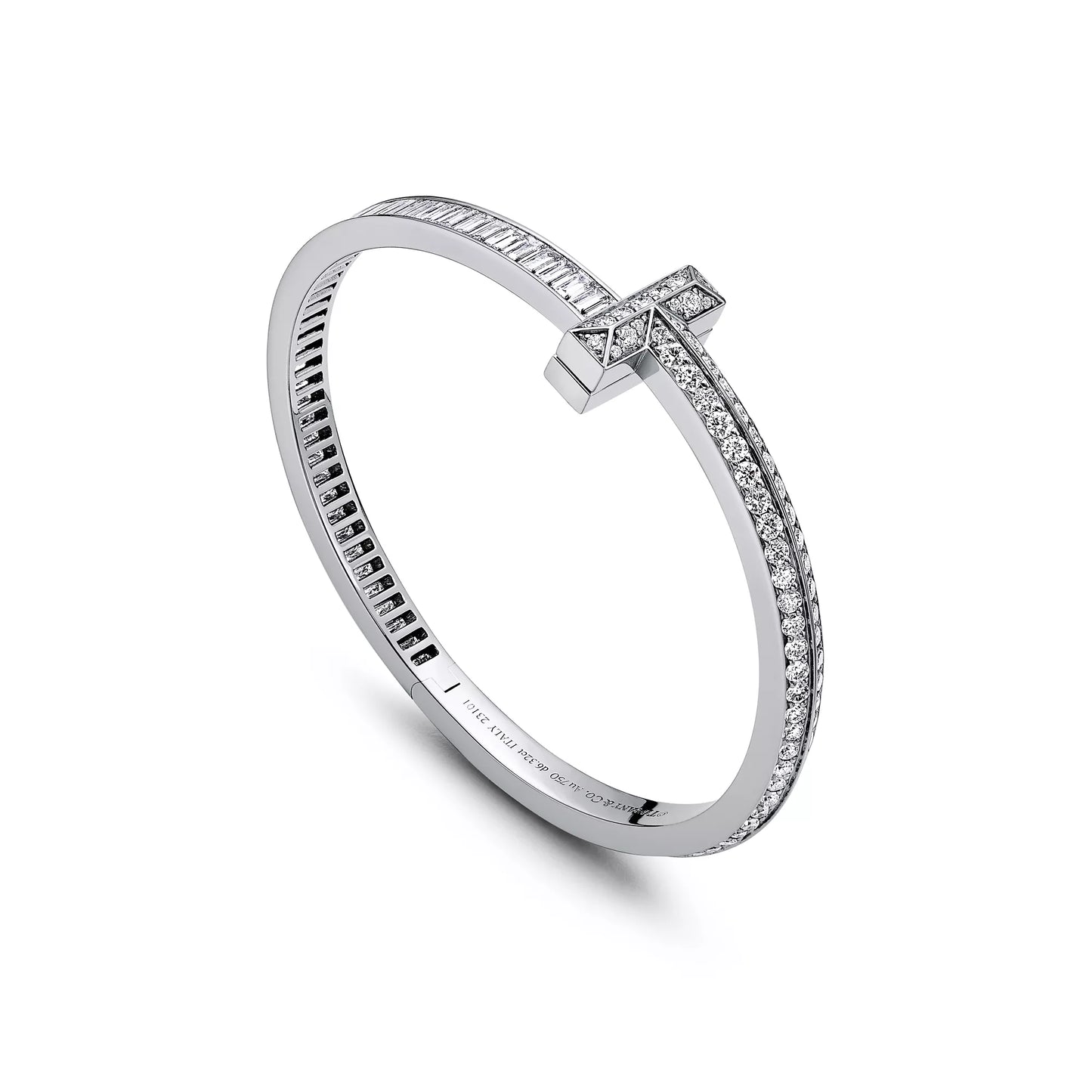 T1 Bangle with Baguette and Pave Diamonds