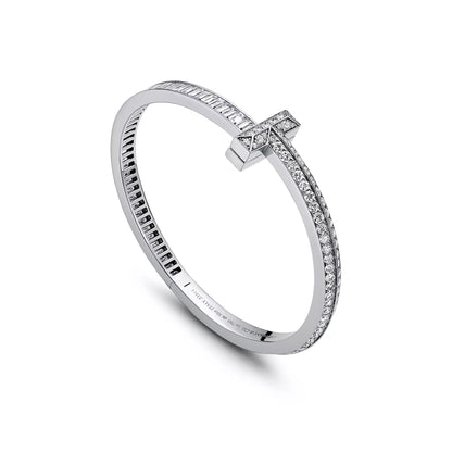 T1 Bangle with Baguette and Pave Diamonds