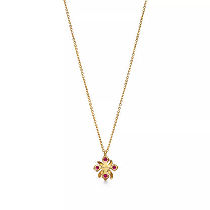 Sixteen Stone Yellow Gold with Rubies