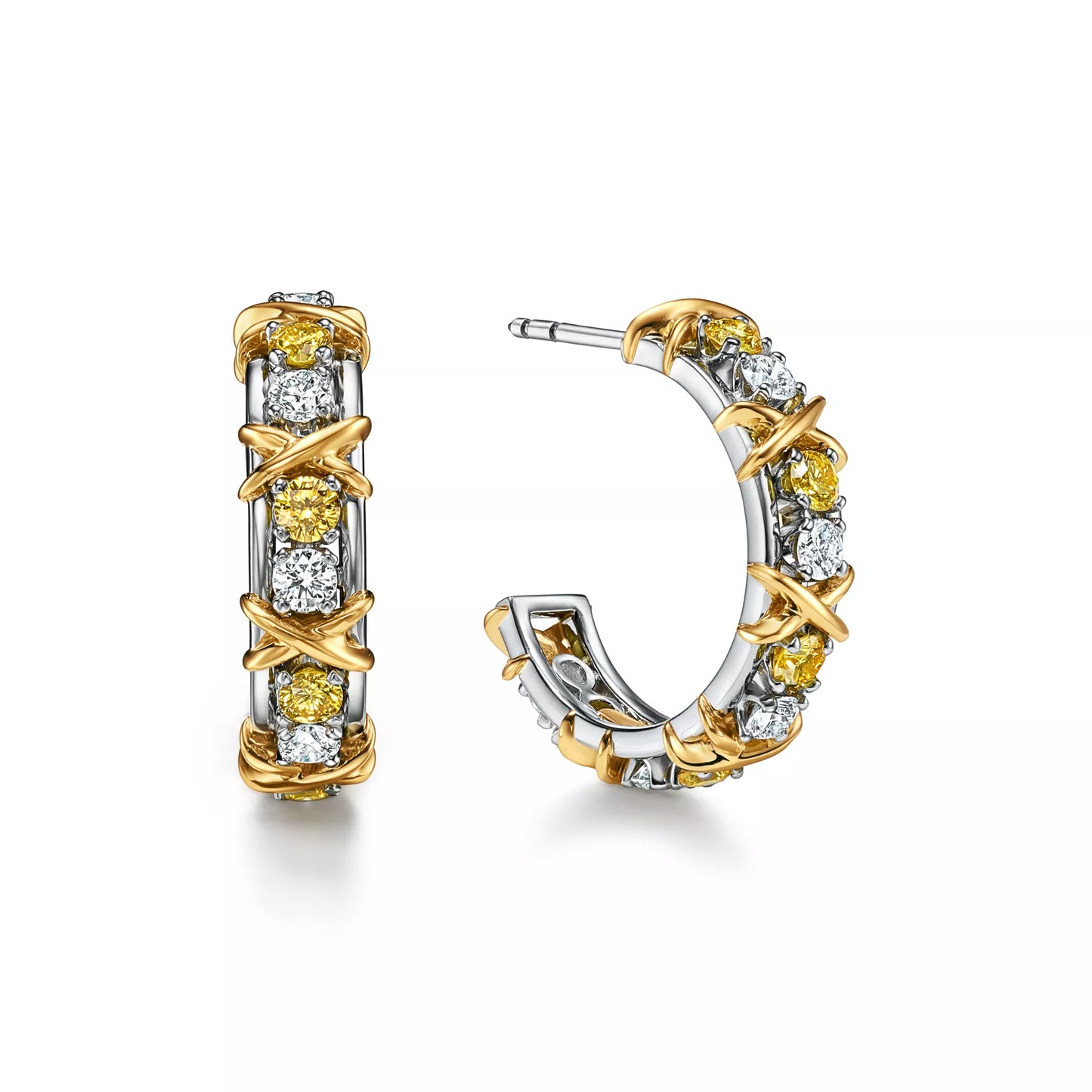 Sixteen Stone Yellow Diamond Earrings