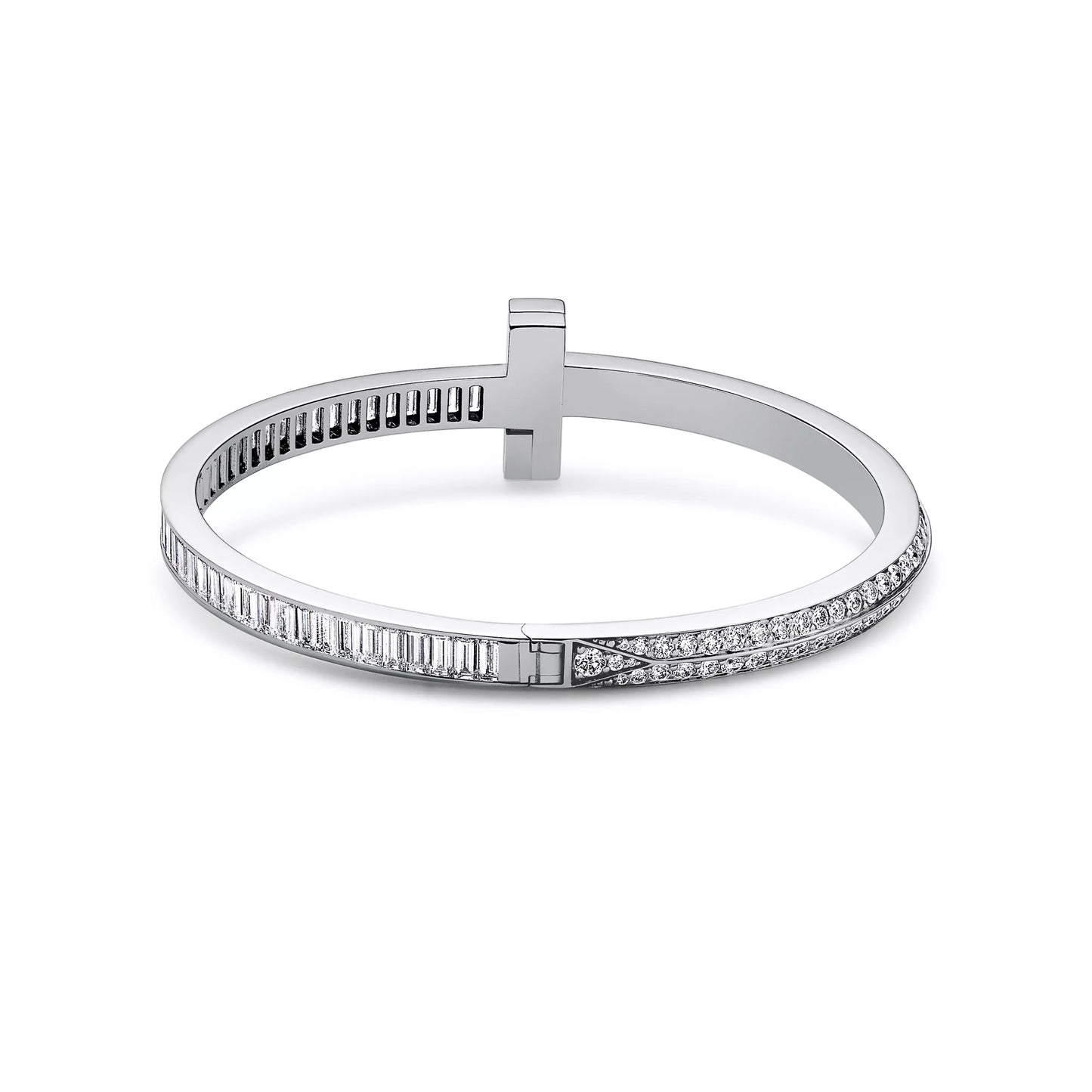 T1 Bangle with Baguette and Pave Diamonds