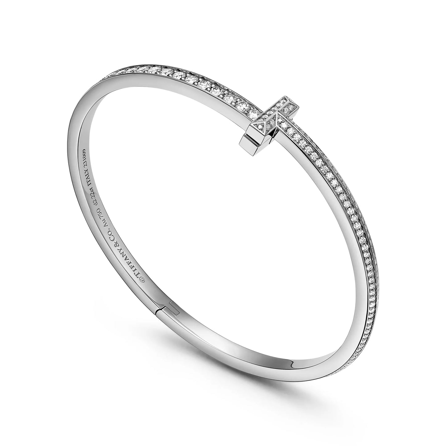 Narrow Pave Diamond T1 Hinged Bangle