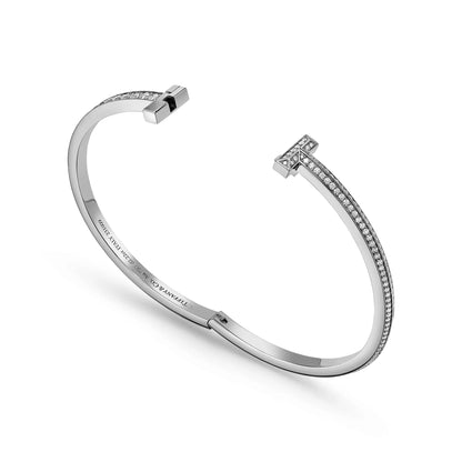 Narrow Pave Diamond T1 Hinged Bangle