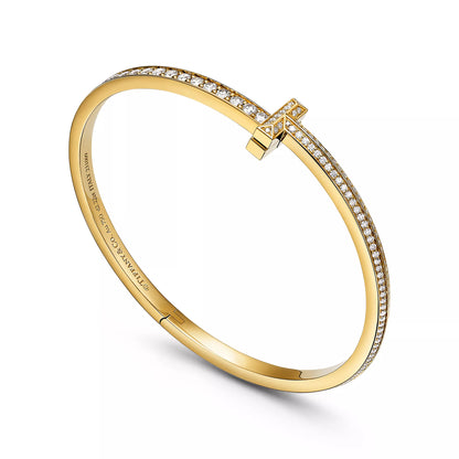 Narrow Pave Diamond T1 Hinged Bangle