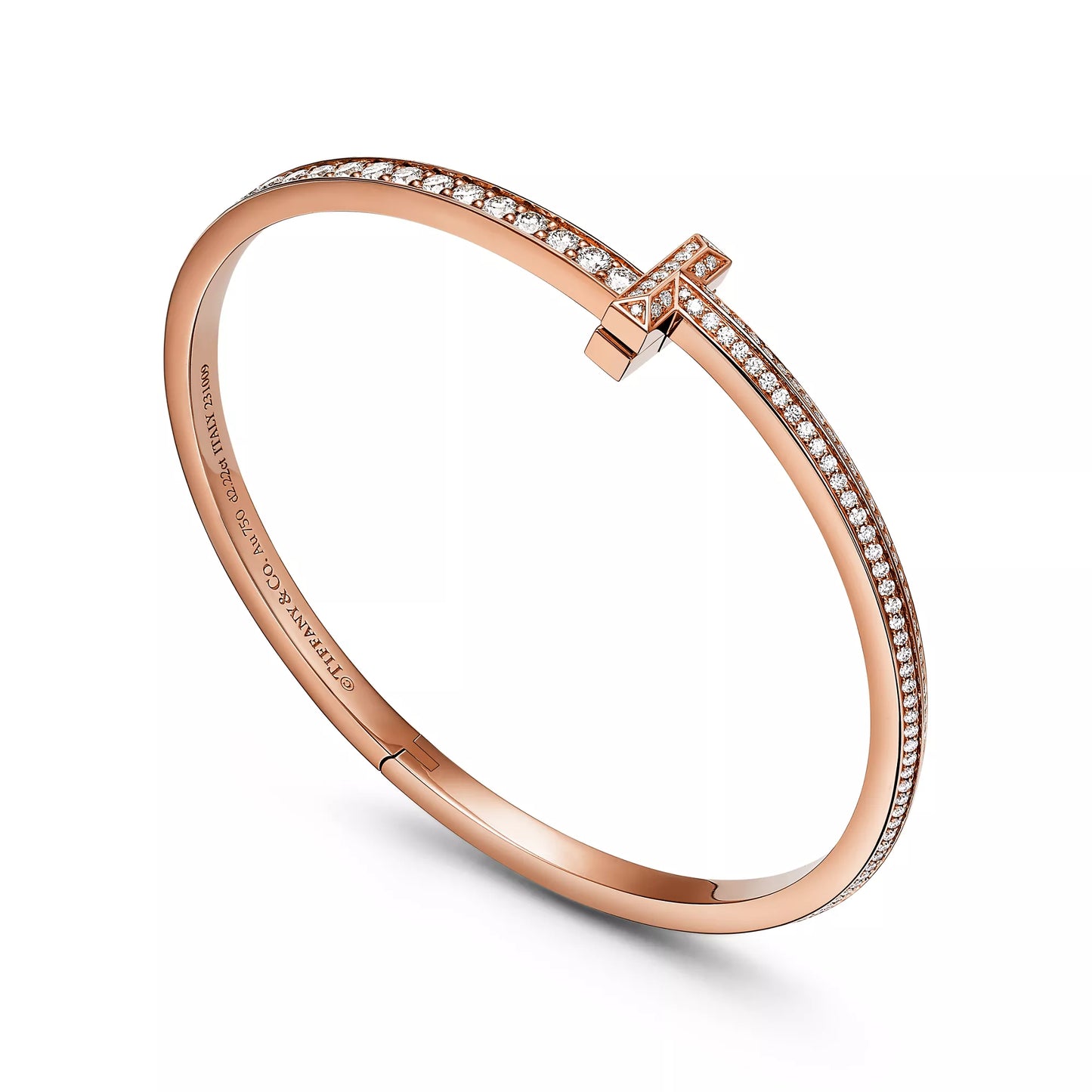Narrow Pave Diamond T1 Hinged Bangle