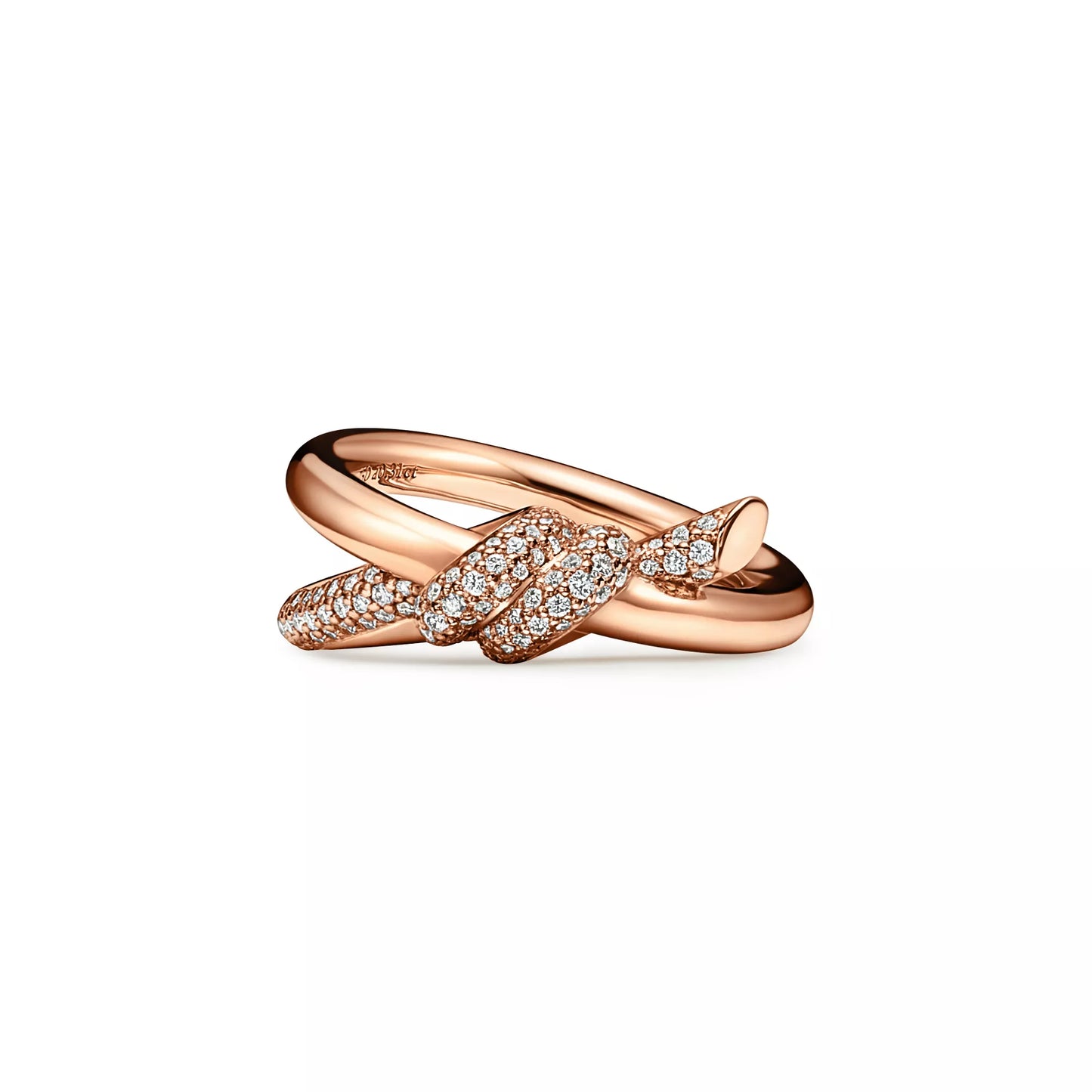 Double Row Knot Ring with Diamonds