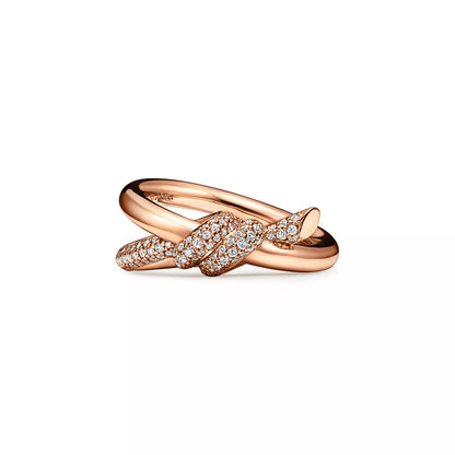 Double Row Knot Ring with Diamonds