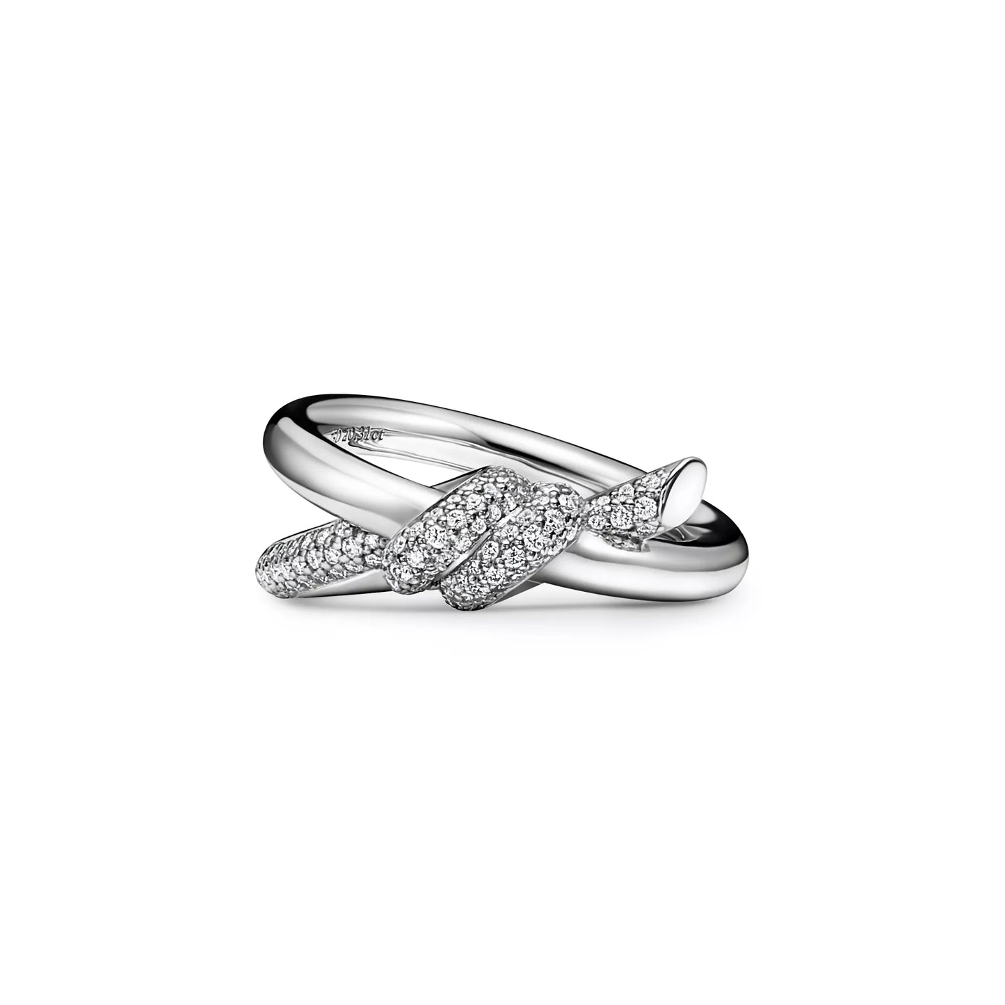 Double Row Knot Ring with Diamonds
