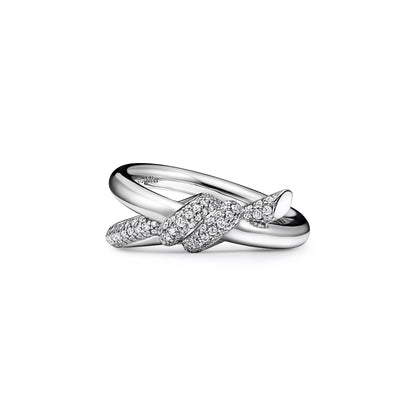 Double Row Knot Ring with Diamonds