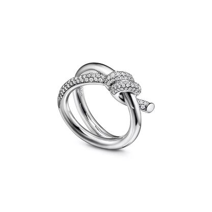 Double Row Knot Ring with Diamonds