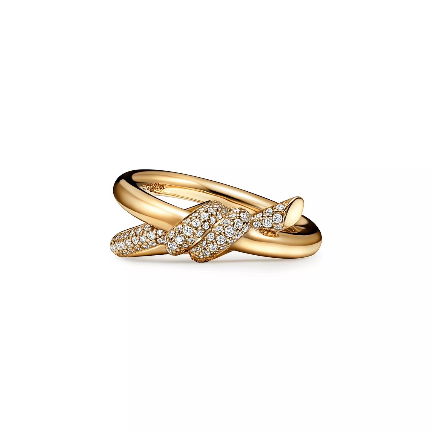 Double Row Knot Ring with Diamonds