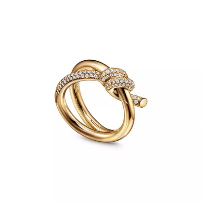 Double Row Knot Ring with Diamonds