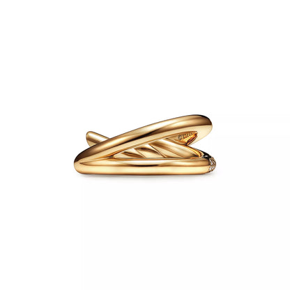 Double Row Knot Ring with Diamonds