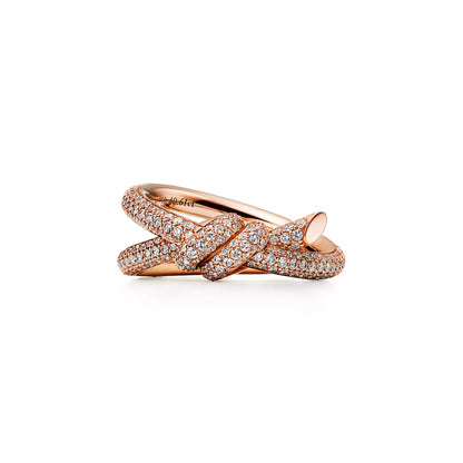 Double Row Knot Ring with Diamonds