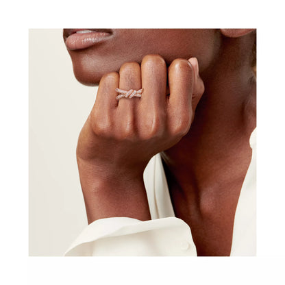 Double Row Knot Ring with Diamonds