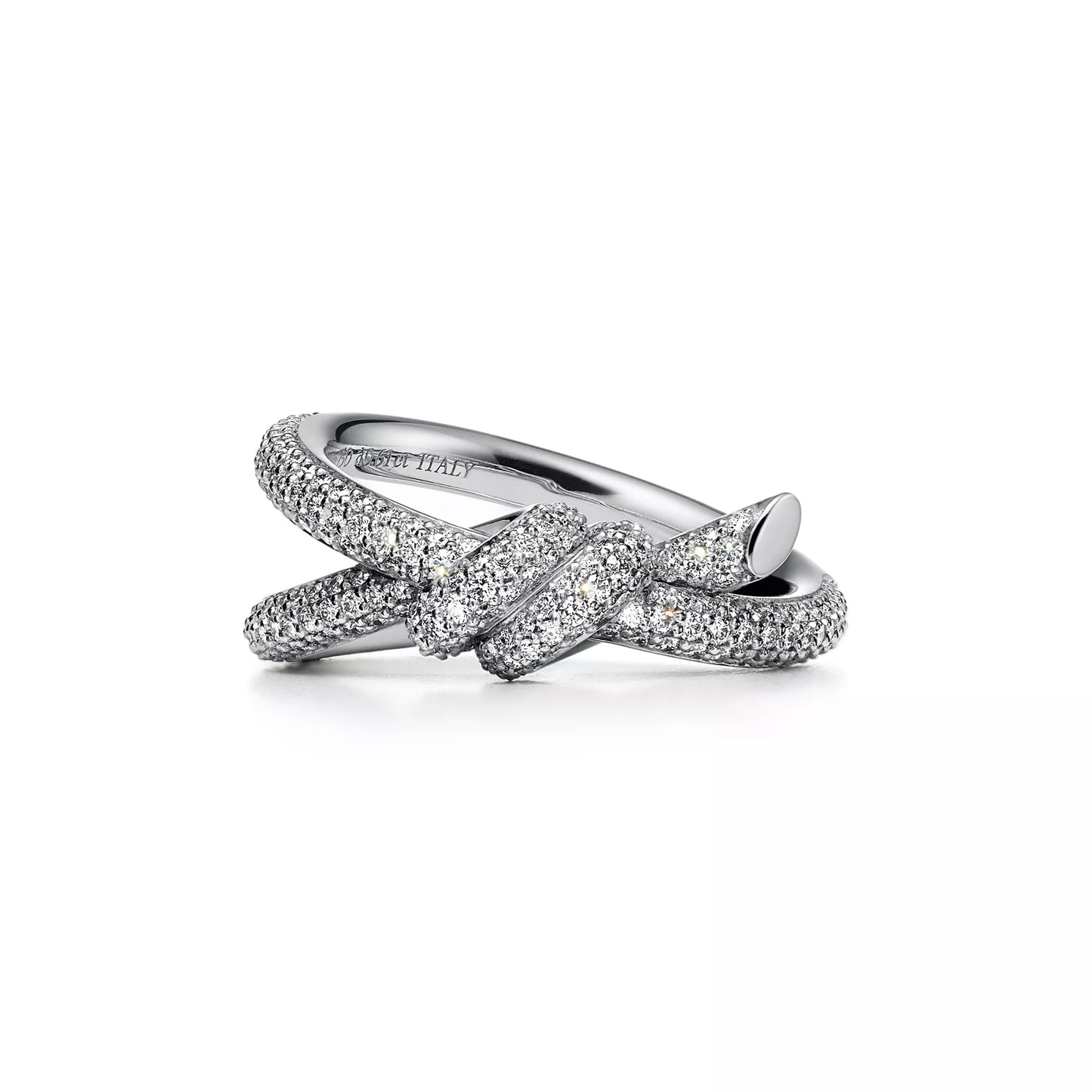 Double Row Knot Ring with Diamonds