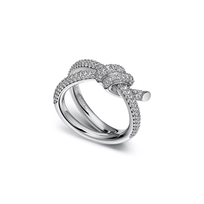 Double Row Knot Ring with Diamonds